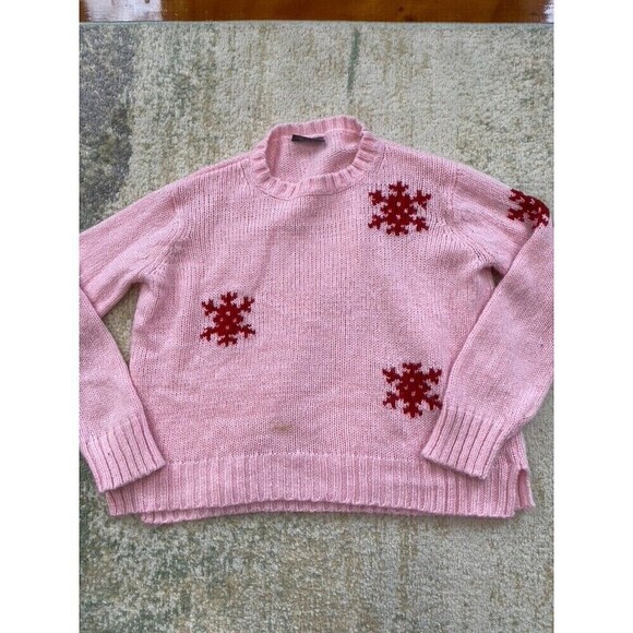READ Wooden Ships Snowflake Sweater Crewneck Pullover Mohair Wool Blend Size M/L - Picture 1 of 6